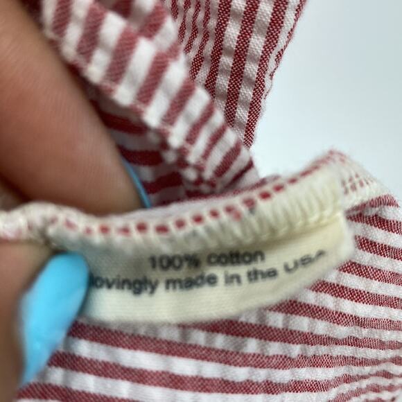 Mabo sea-sucker red ruffled cap sleeve midi preppy nautical  dress size 12/13 - Picture 6 of 6